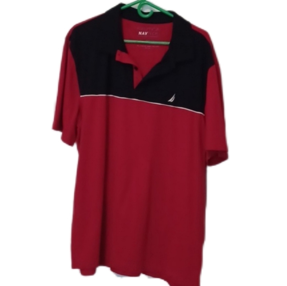 -- Nautica Navy and Red Sailboat Polo Shirt Men's Size XXLarge Casual